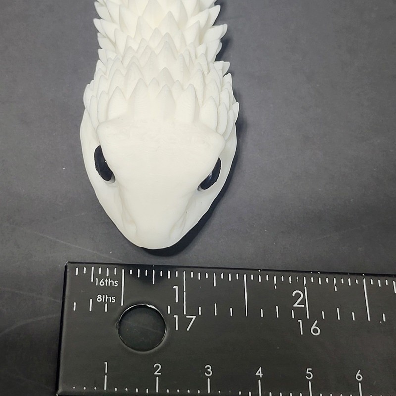 3D Printed Articulated Spiky Albino Viper Snake Fidget Toy White Matte 14.5 Inch gallery