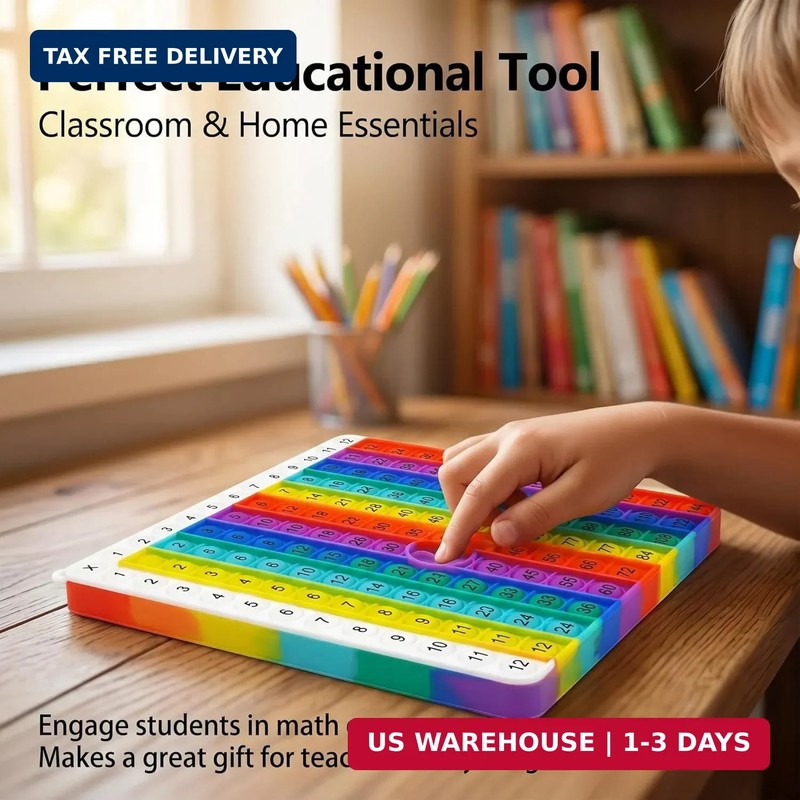 Multiplication Learning Board, 12x12 Multiplication Tables, Push Bubble Sensory gallery