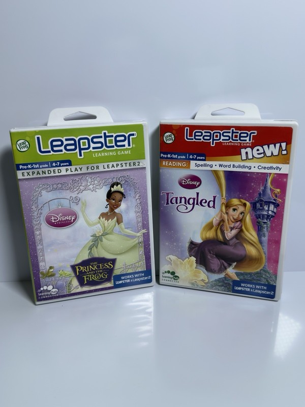 3 Leapster Learning Games, Tangled + The Princess And The Frog + LT Draw/ Write