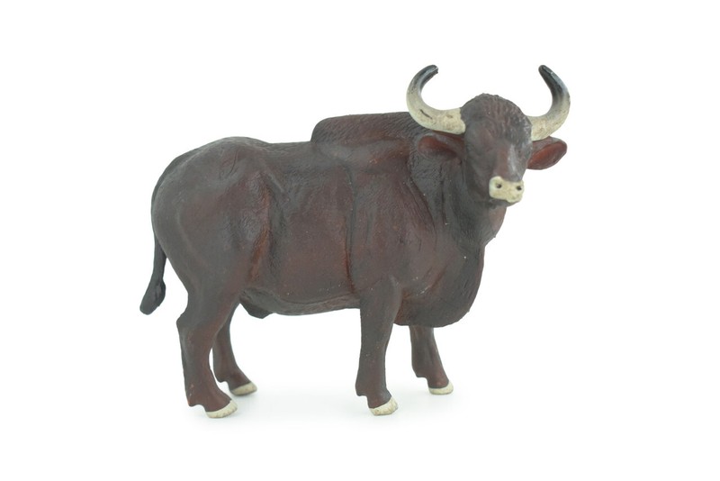Brown Gaur Bull Toy, Hand Painted Rubber Model, 6 Inches CH964 BB210