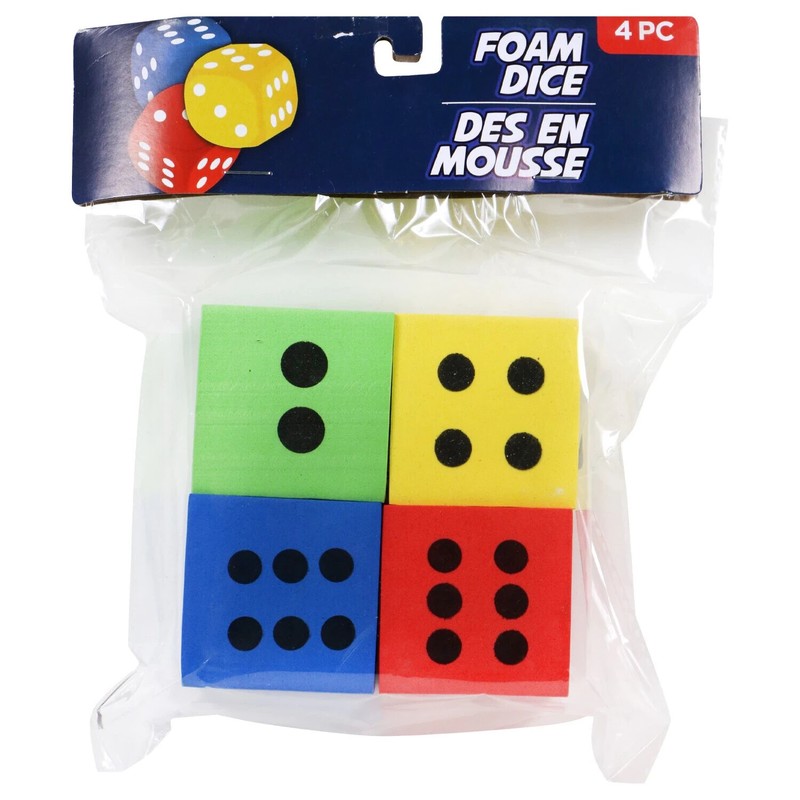 4 PC Colored Foam Dice, 1.8×1.8×1.8 in. For Games, Learning, Math Fun New