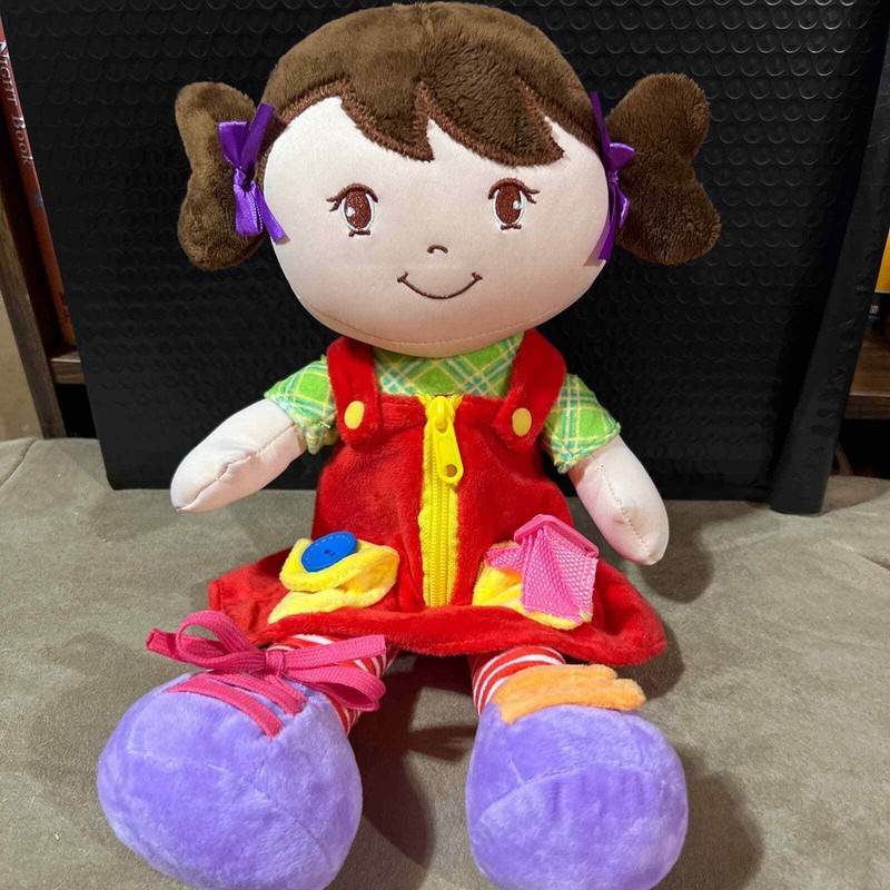 Linzy Learn To Dress Plush Baby Doll 16” Educational Tie Zip Button Buckle
