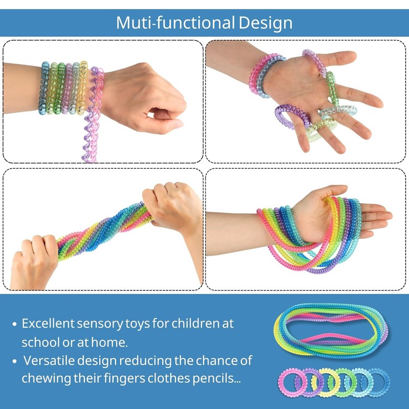 Sensory Fidget Necklace for Boys and Girls, 12 Pack Stretch Coil Necklaces for K gallery