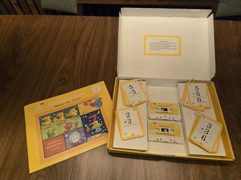 Hooked On Math Level 1 Homeschool COMPLETE Set-Workbook Tapes Flash Cards Box