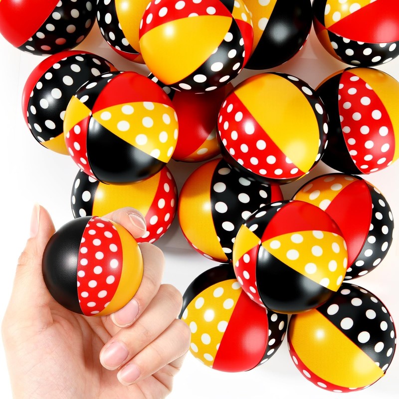 Capoda 24 Pieces Polka Dots Party Favors – Bulk 1.57 Inch Red Black Yellow