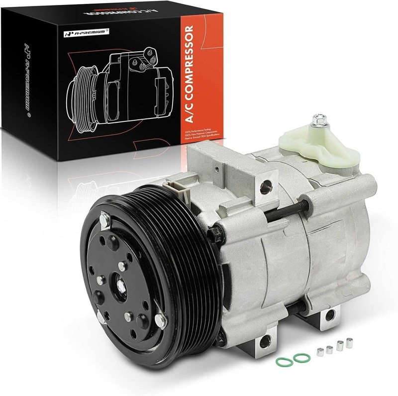A-Premium AC Compressor with 8-Groove Pulley Compatible with Ford & Lincoln