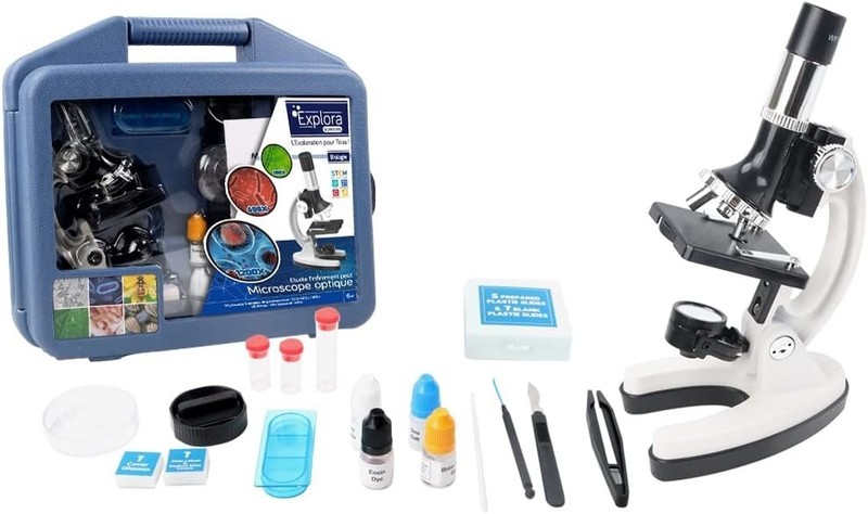 28 Pc Microscope Set 1200x With Black Carry Case Explore The World Observation