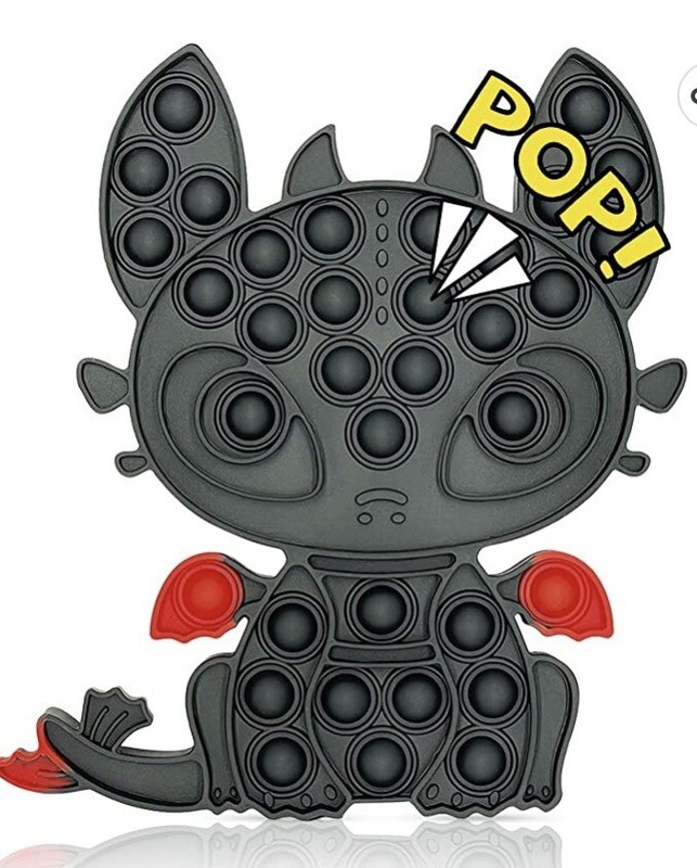Dragon Big Size Push Pop Fidget Toy Stress / Anxiety Black & Red Large New