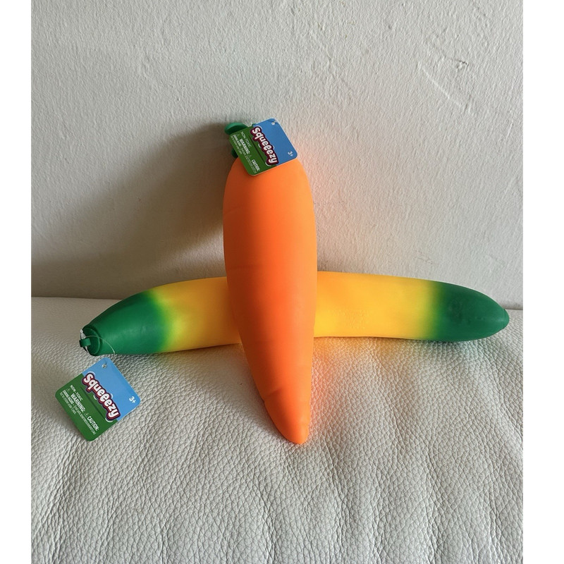 Squeezy Banana & Carrot Tactile Squeeze Toys Sensory Set of 2