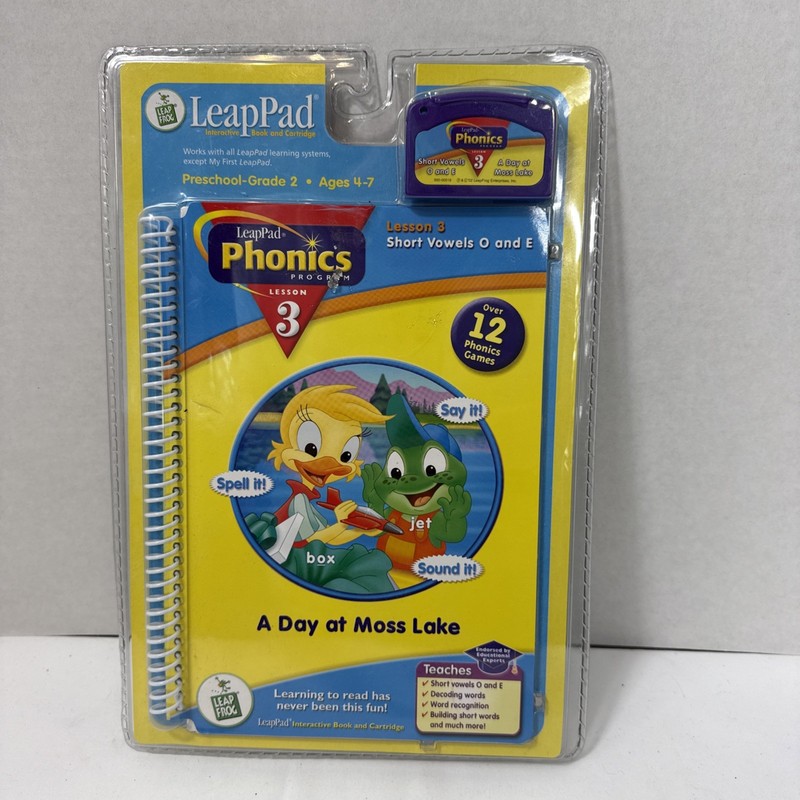 Leapfrog Leap Pad Phonics Lesson 3-Book & Cartridge-A Day At Moss Lake Age 4-7