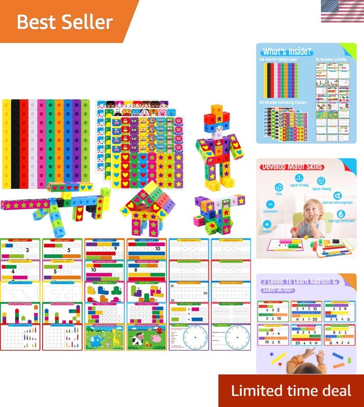 Durable Counting Blocks & Creative Activity Cards – Ideal for Early Math Skills