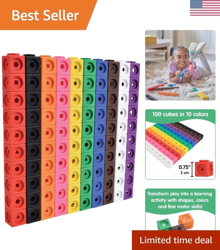 Math Cubes | Set of 100 Counting Blocks with 5 Shapes | Math Manipulatives fo…