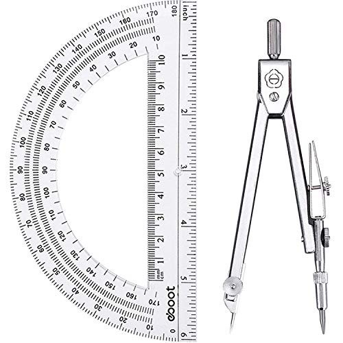 Geometry Math Set - Drawing Compass & 6 Inch Protractor for Students, Precision gallery