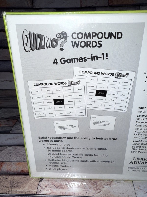 Quizmo Compound Words Bingo Series 2-20 Players gallery