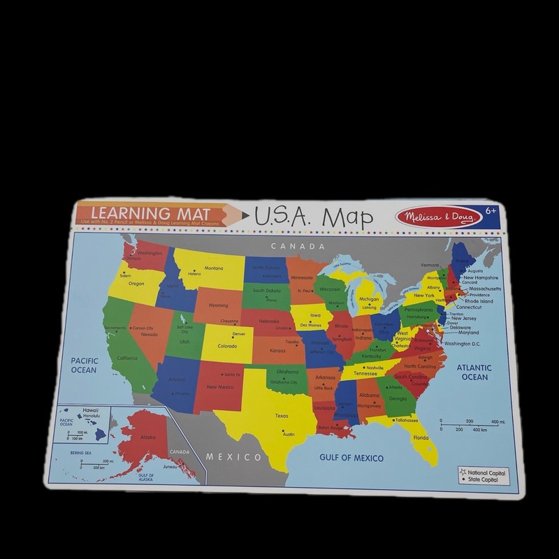 Melissa & Doug USA Map Reusable Learning Mats Learn States Capitals Brand New