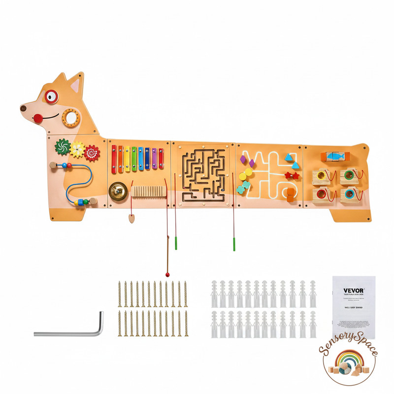Puppy Activity Wall Busy Board 12 Activities Sensory Panel Kids Ages 3-12 Wood gallery