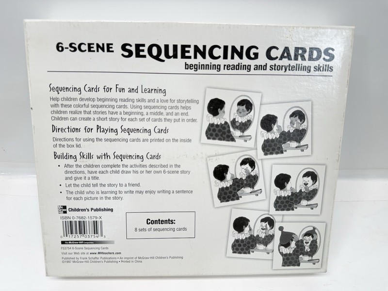 VINTAGE 1997 6-SCENE SEQUENCING CARDS BEGINNING READING & STORY TELLING SKILLS gallery