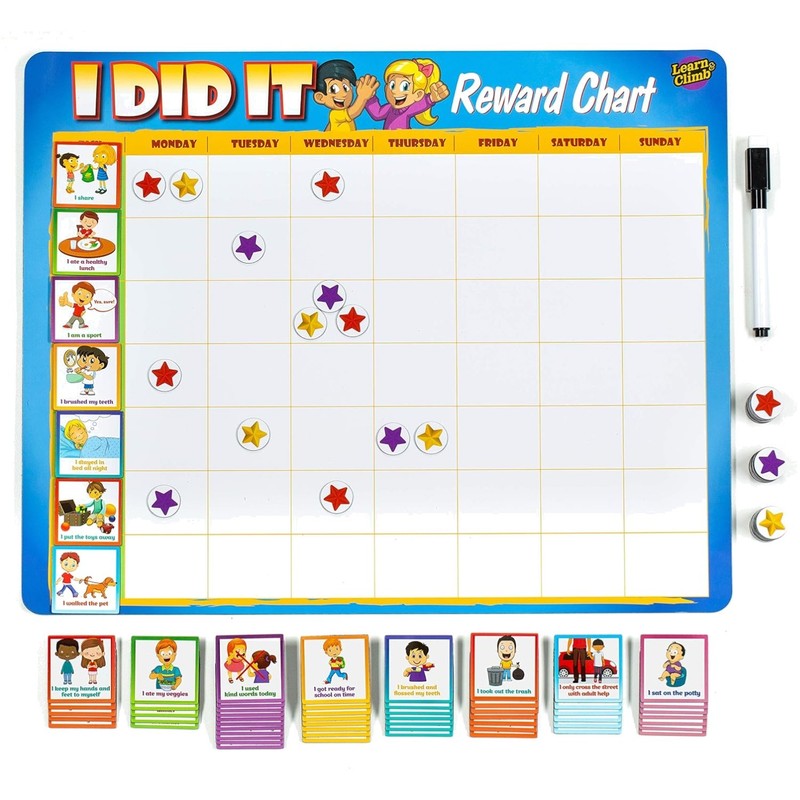 Magnetic Dry-Erase Reward Chart for Kids – 63 Engaging Tasks & Potty Training