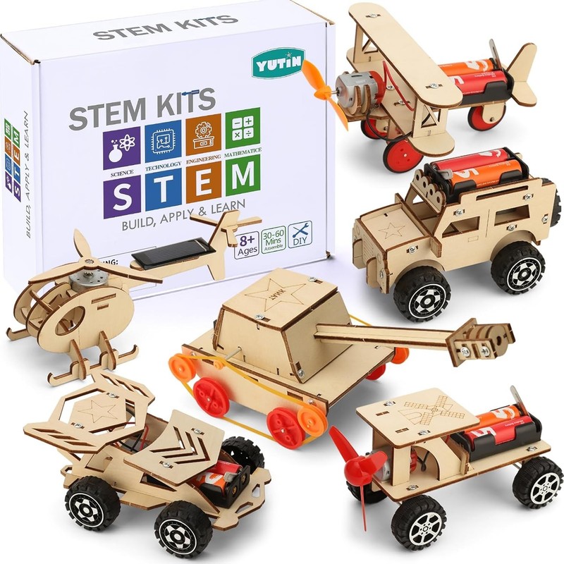 STEM Kits for Kids Age 8-10 10-12, 6 Set Wood Building Projects Crafts Science