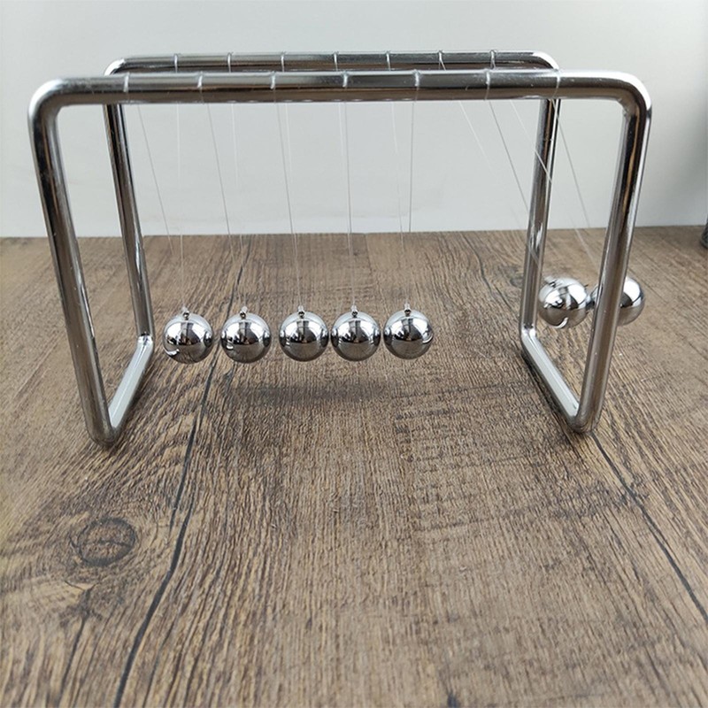 Grey Newtons Cradle Steel Balance Balls Physics Science Pendulum Desk Accessory gallery