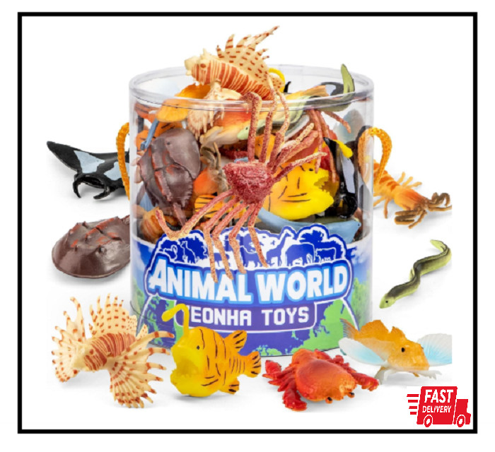 Sea Animals Toys with Gift Box 48 Pcs Mini Vinyl Plastic Ocean Animal Figure Sea