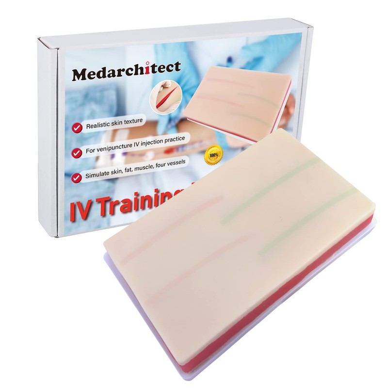 Venipuncture IV Injection Training Pad Model with 4 Veins Imbedded and 3 Skin...