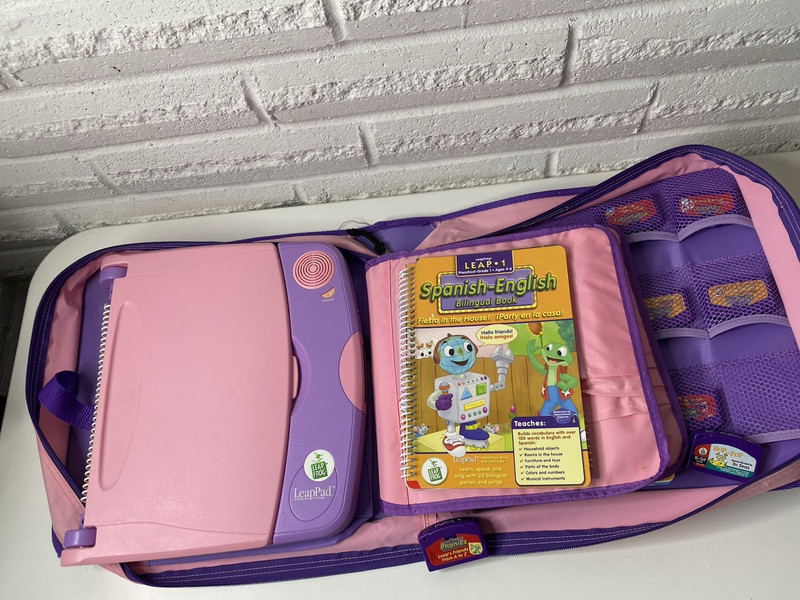 working LeapFrog LeapPad Learning System Pink Lot 9 Books w/Cartridges Bag nemo