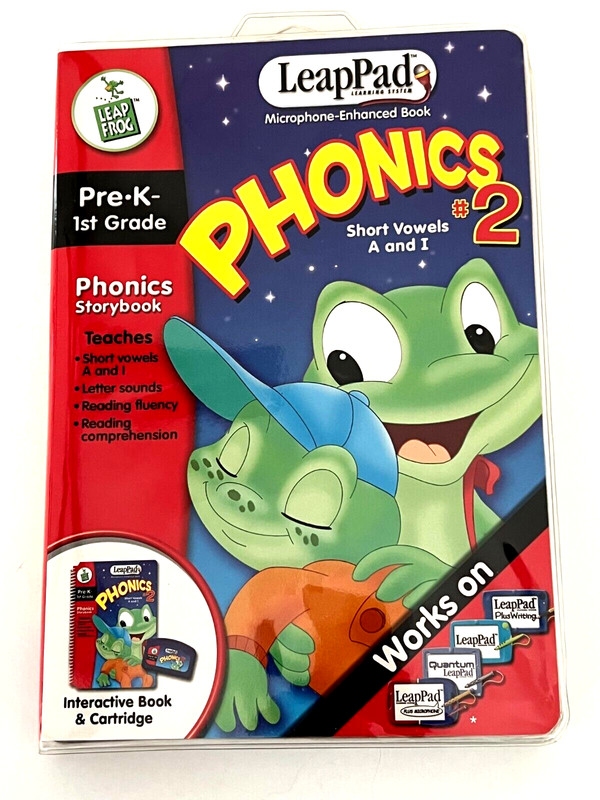 LEAP FROG LeapPad Learning center Pre-K 1st Grade Phonics #2 Short Vowels A & I