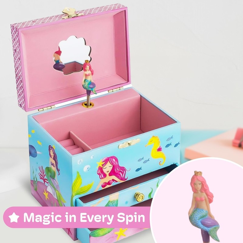 Jewelkeeper Mermaid Musical Jewelry Box for Girls with Two Pullout Drawers, U... gallery