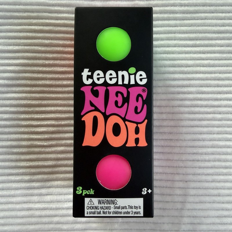 Schylling NeeDoh teenie 3-Pack Squeeze Balls Green Pink Orange TikTok VIRAL NIB