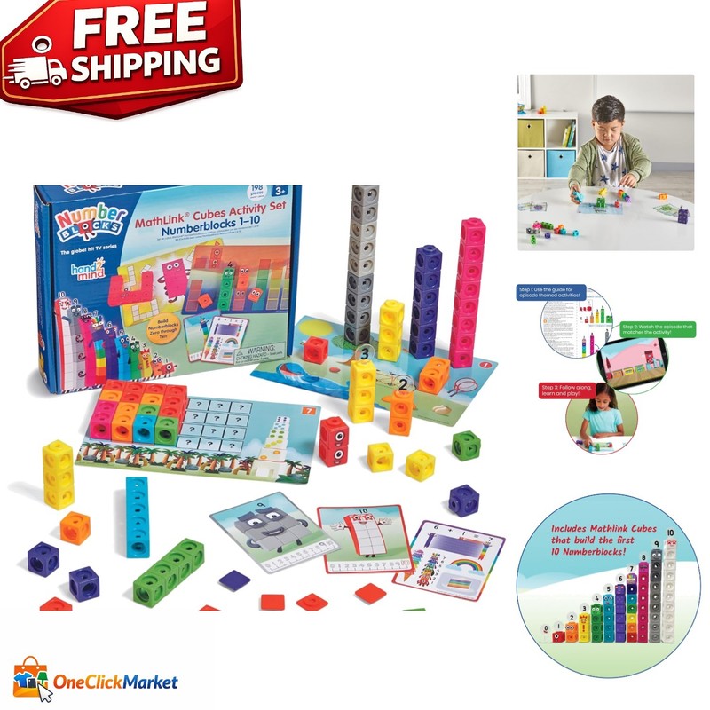 MathLink Numberblocks 1-10 Set – 100 Colorful Linking Cubes & Educational Fun