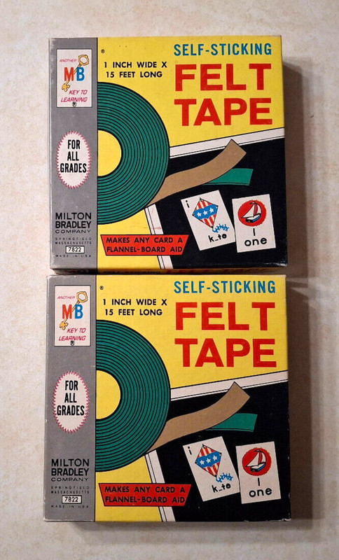Vintage Milton Bradley Felt Tape Self-Sticking Green 1960s MCM Teaching Supplies