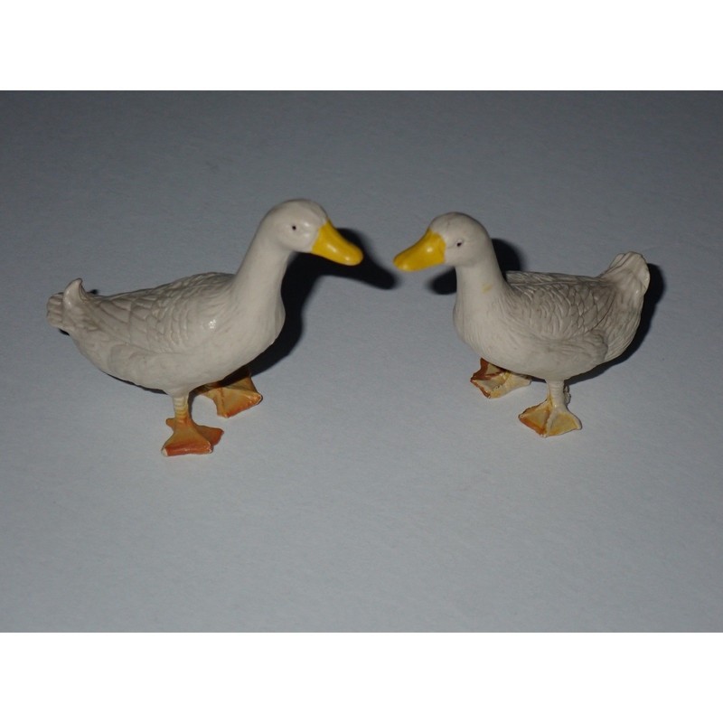Funrise vintage Toy Duck Figures White Farm Animal Plastic Set of 2 OS