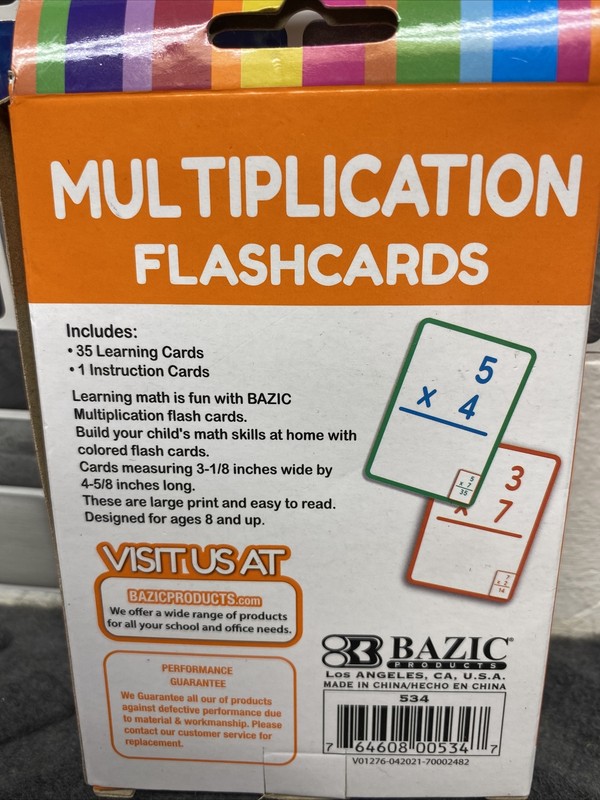 Bazic 35 Count Multiplication Mathematics Times Tables Practice Flash Cards gallery
