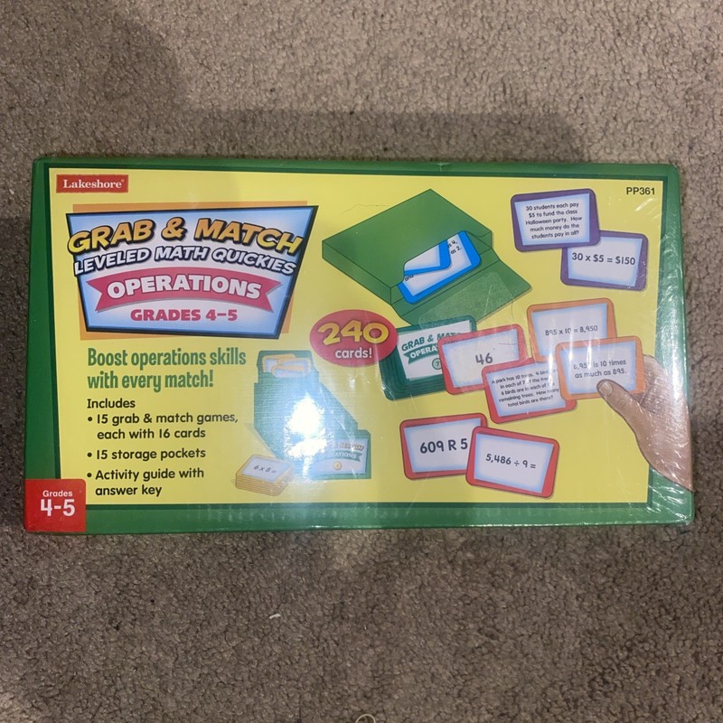 New Lakeshore Learning: Grab & Match Leveled Math Quickies Fractions Grades 4-5