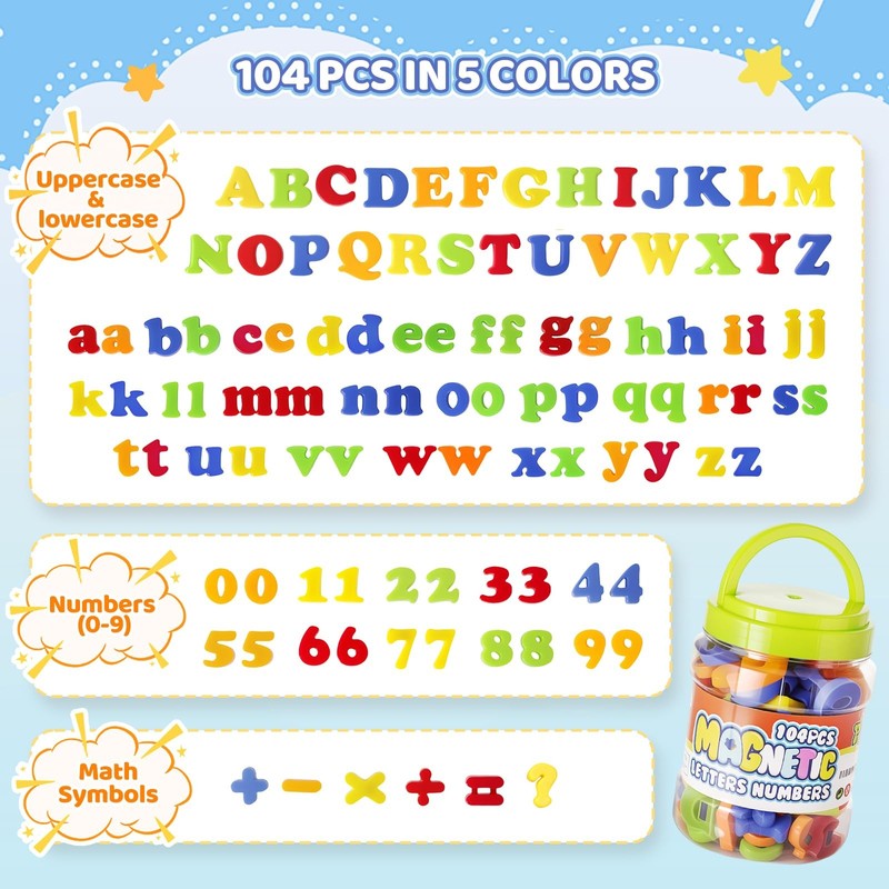 LovesTown 104 PCS Alphabet Magnetic Letters and Numbers Educational Fridge Set gallery