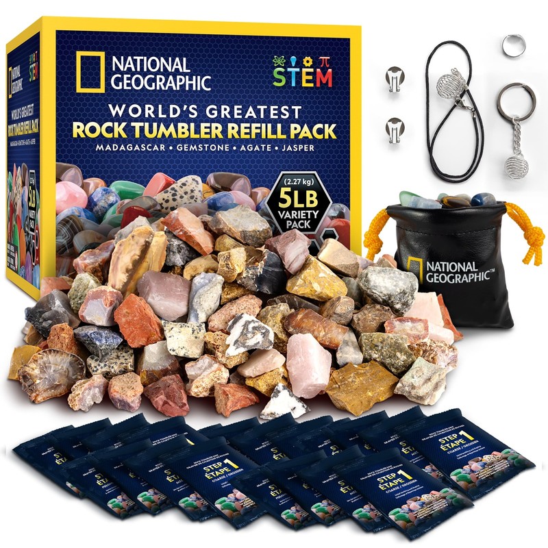 National Geographic Rock Tumbler Refill Kit – 5 lb. Mix of Rocks for Tumbling…