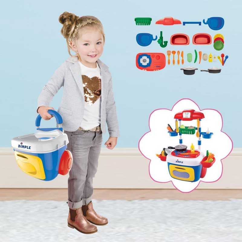 Dimple On The Go Carrier Toy Kitchen Set (30-Pieces) w/ Lights & Sounds for Kids gallery