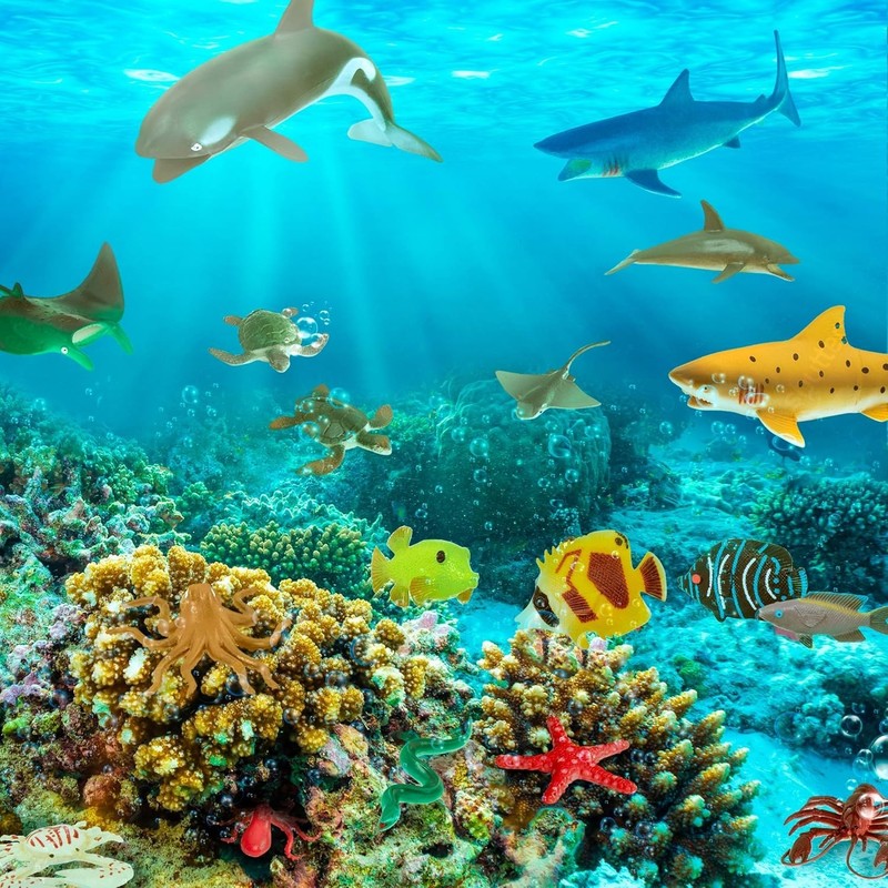 Sensory Tropical Fish & Crab Figurines Set - 60 Realistic Ocean Toys for Ages 3+ gallery