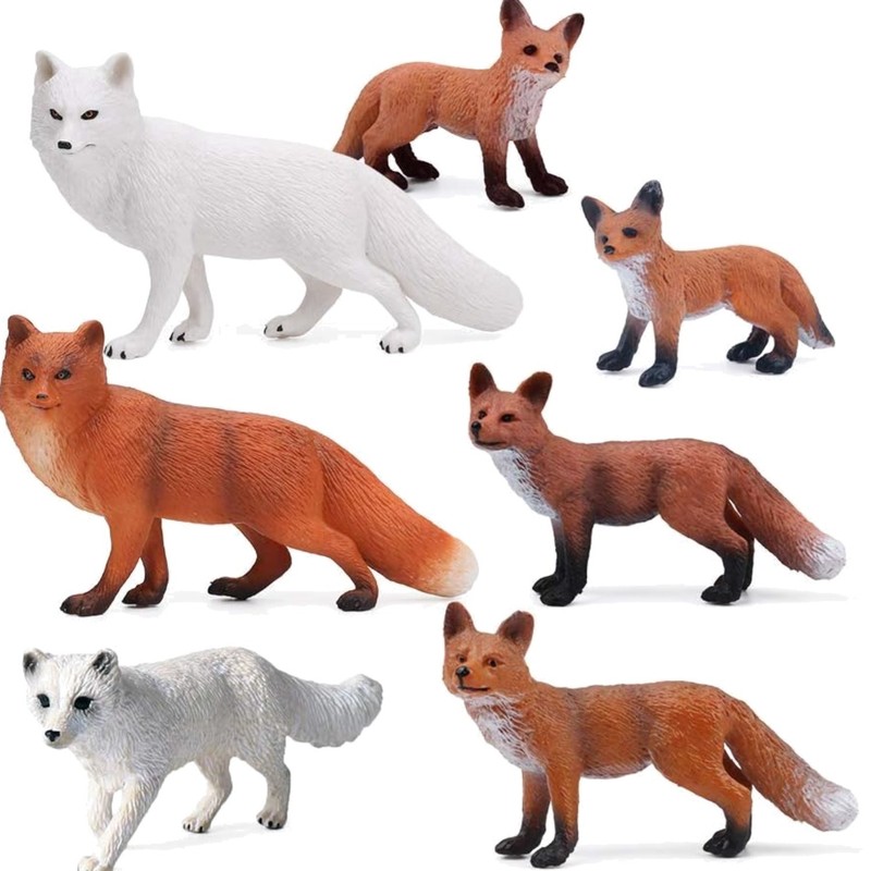 Fox Toy Figures Set Includes Arctic Fox & Red Foxes Figurines Cake Toppers 7 …