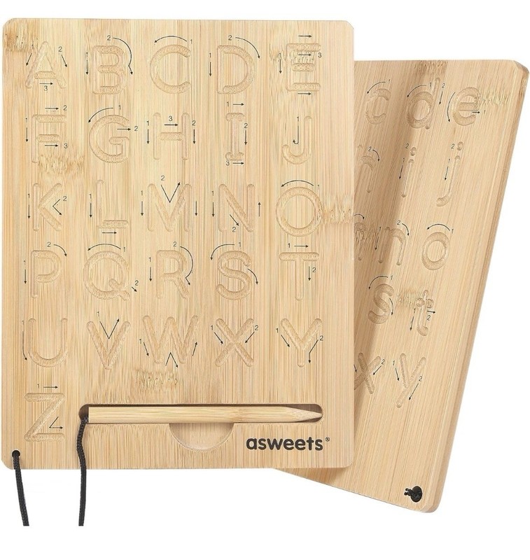 Asweets Montessori Wooden Alphabet Tracing Board Upper/Lower Case Homeschool gallery