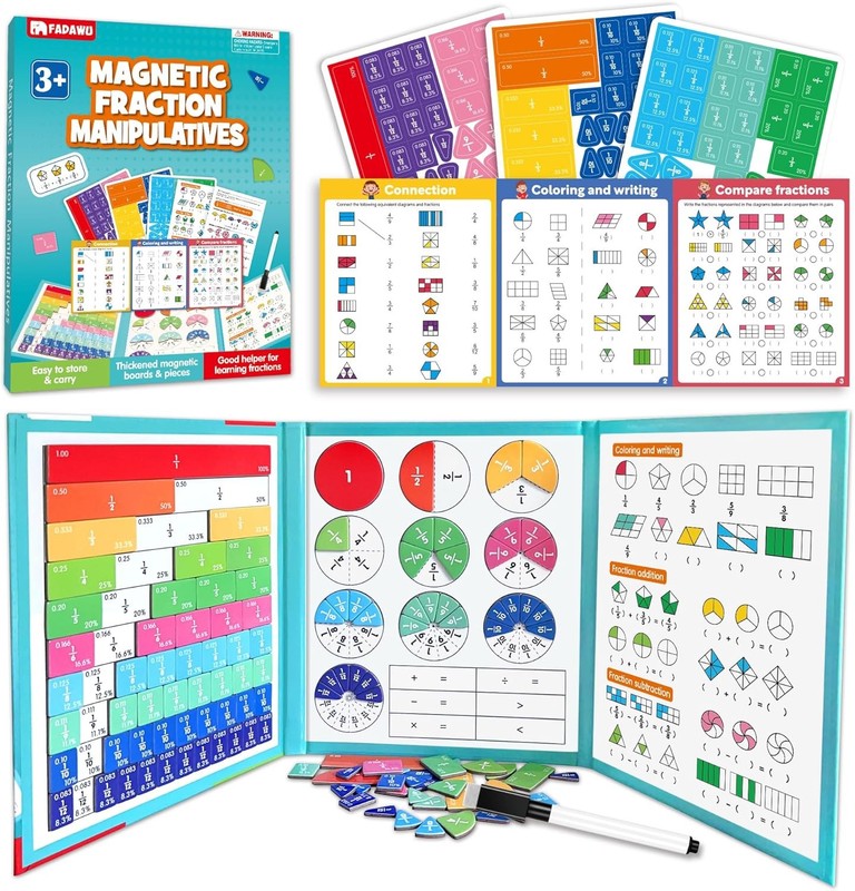 Magnetic Fraction Demonstration Book, Magnetic Fraction Educational Puzzle with