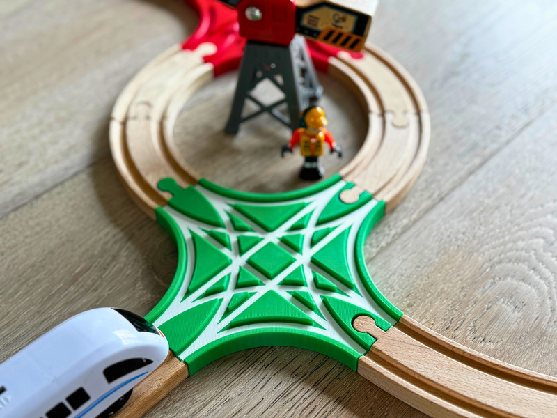 4-way Crossing for Wooden Trains - Compatible with BRIO, IKEA, HAPE gallery
