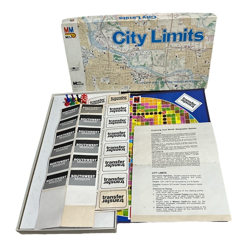 City Limits Educational Board Game 1985 Media Materials Complete Unused Unplayed
