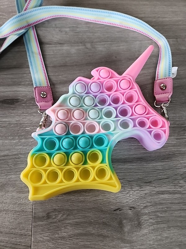 Cat & Jack Unicorn Fidget Purse Pop It Shoulder Bag Ombre Rainbow gallery