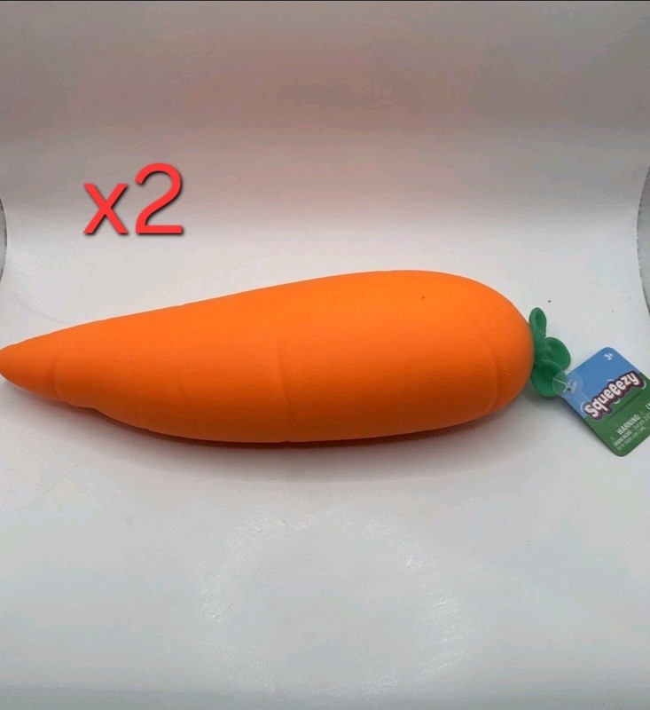 2x 🥕 Jumbo Squeezy Carrot Orange Squishy Toy Stress Relief Sensory