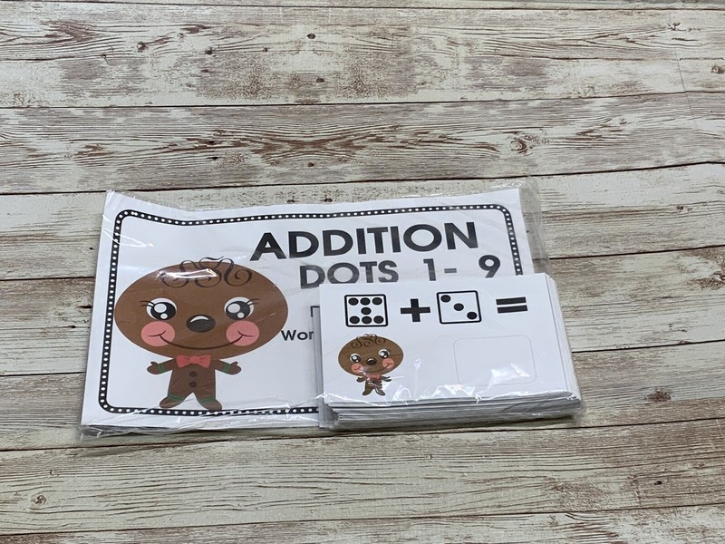 Gingerbread Boy – Themed Learning Centers – Addition Dots 0-9 Laminated