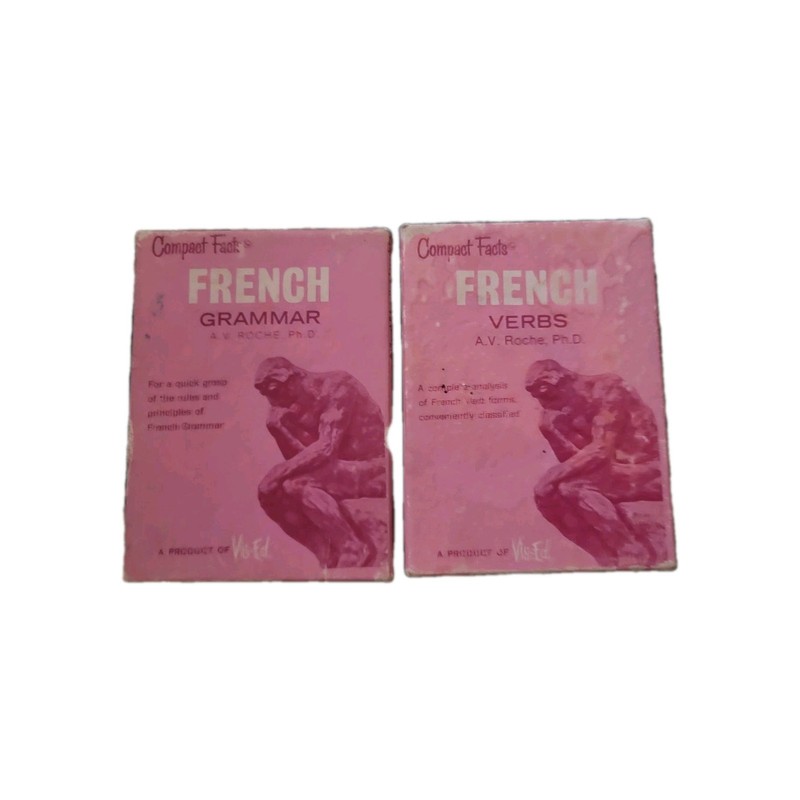 Vintage set Compact Facts French Grammer & Verbs Vise-ed language cards Roche