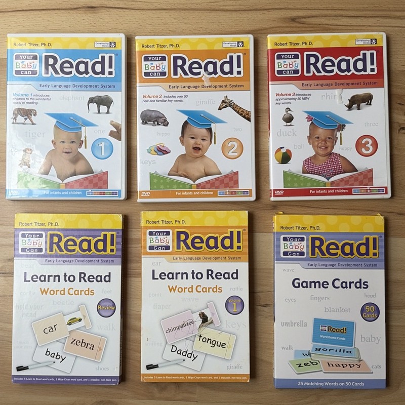 Your Baby Can Read DVD 1 2 3 & Sliding Word Game Cards Robert Titzer Ph.D. Lot