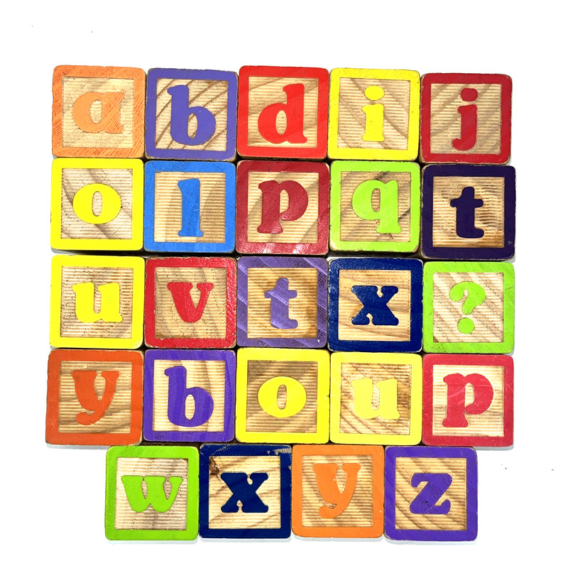 VTG Lot of 24 Alphabet Wood Block Letters Embossed Pictures kids Learning toys gallery
